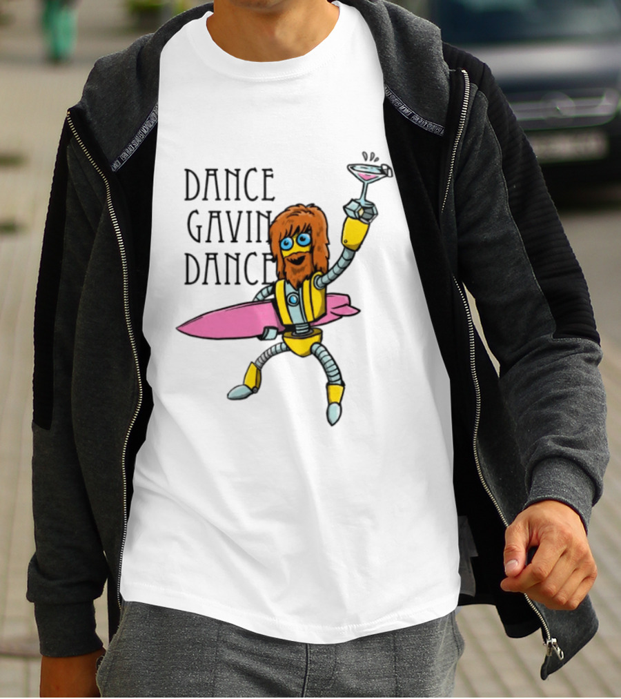 Dance Gavin Dance Surfing Robot With Pink Surfboard And Cocktail T-Shirt