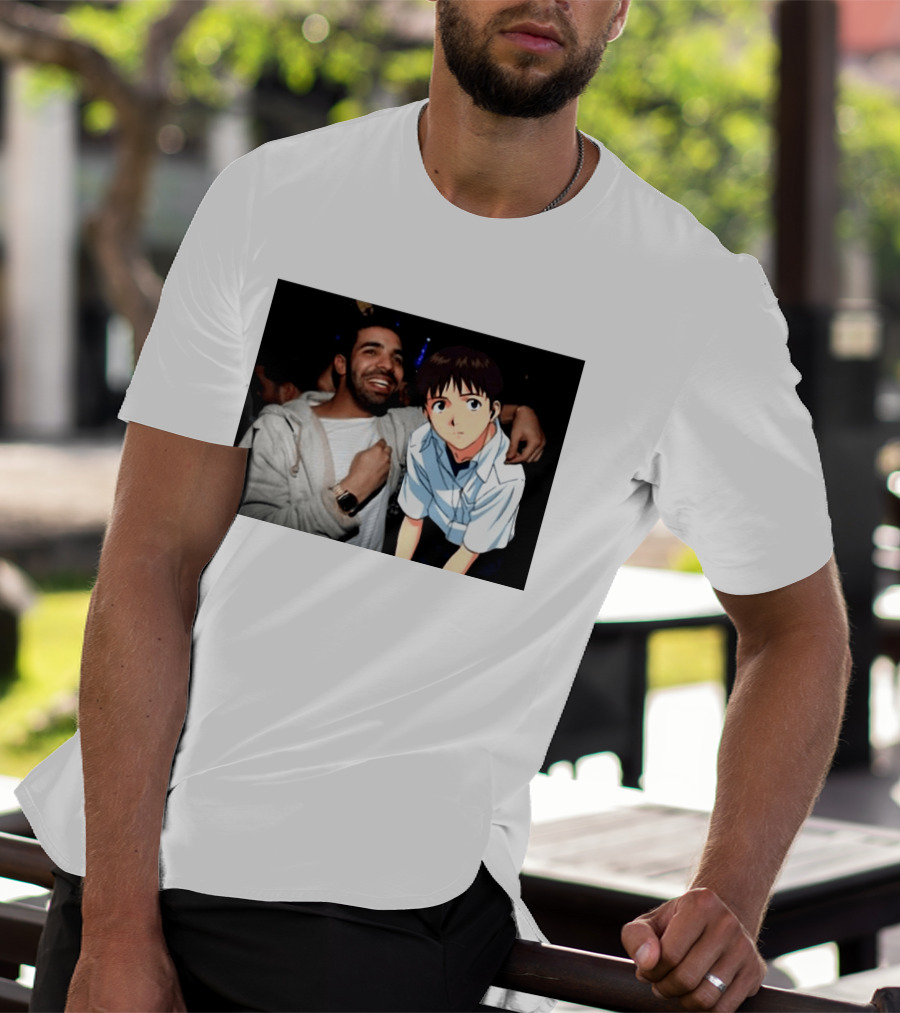 Drake With Shinji Ikari From Evangelion Anime T-Shirt
