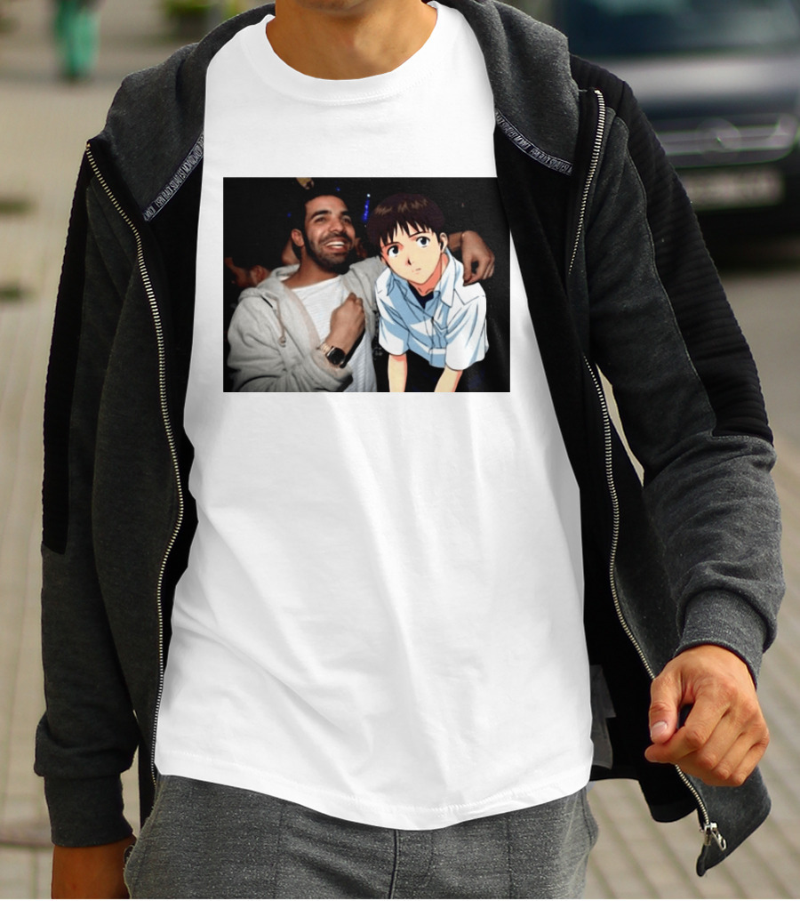 Drake With Shinji Ikari From Evangelion Anime T-Shirt