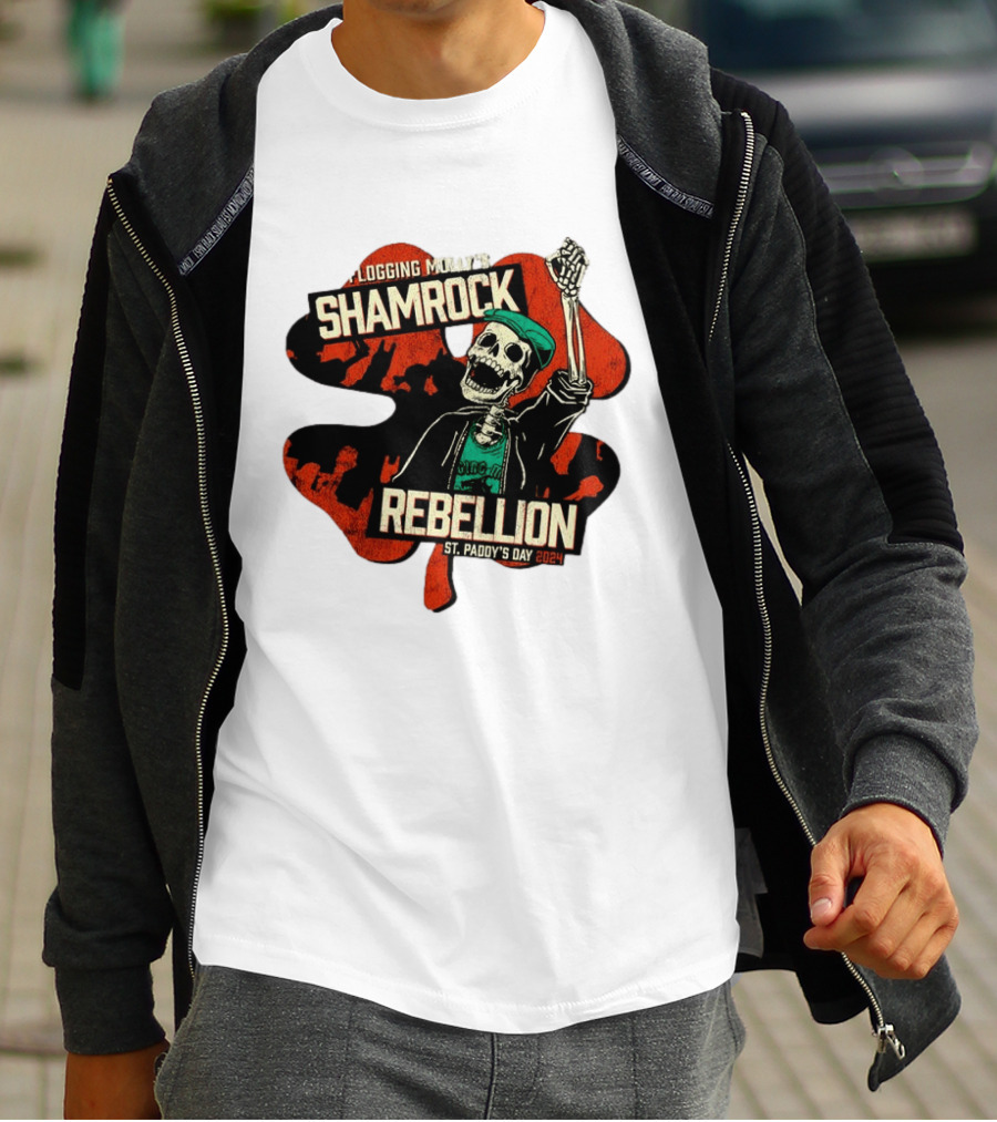Flogging Molly Shamrock Rebellion St. Paddy's Day 2024 Skeleton T-Shirt