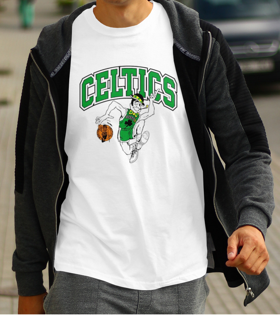 Boston Celtics Leprechaun Dancing Basketball St Patrick's Day Celebration T-Shirt
