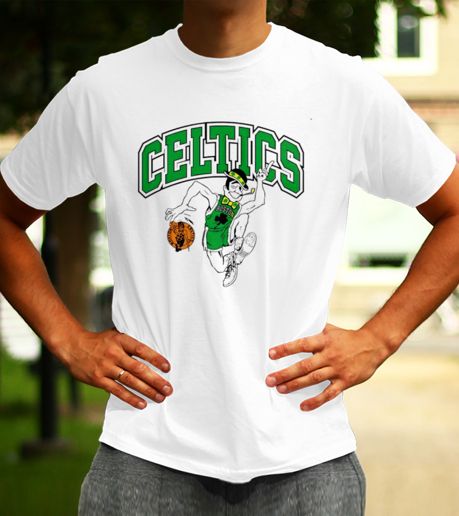 Boston Celtics Leprechaun Dancing Basketball St Patrick's Day Celebration T-Shirt