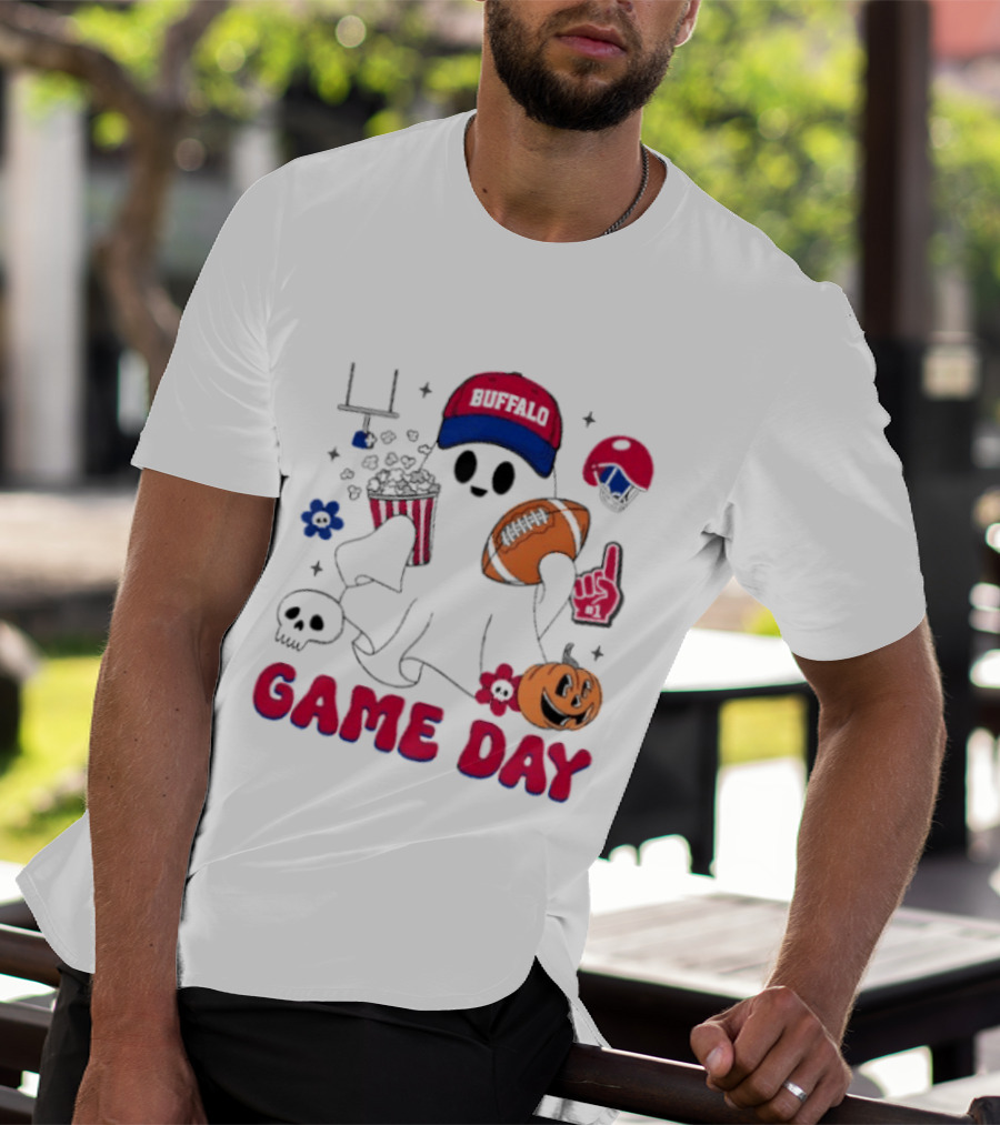 Buffalo Game Day Ghost Halloween Football Fun T-Shirt