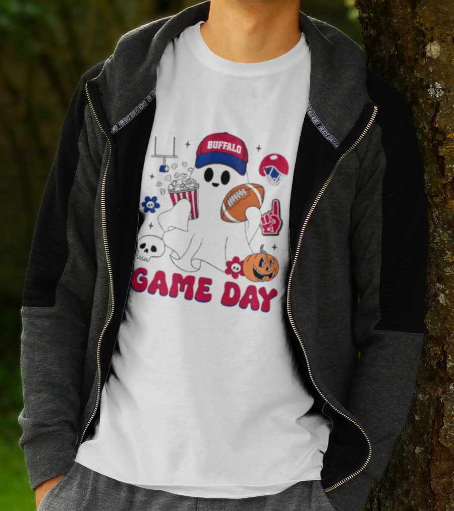 Buffalo Game Day Ghost Halloween Football Fun T-Shirt