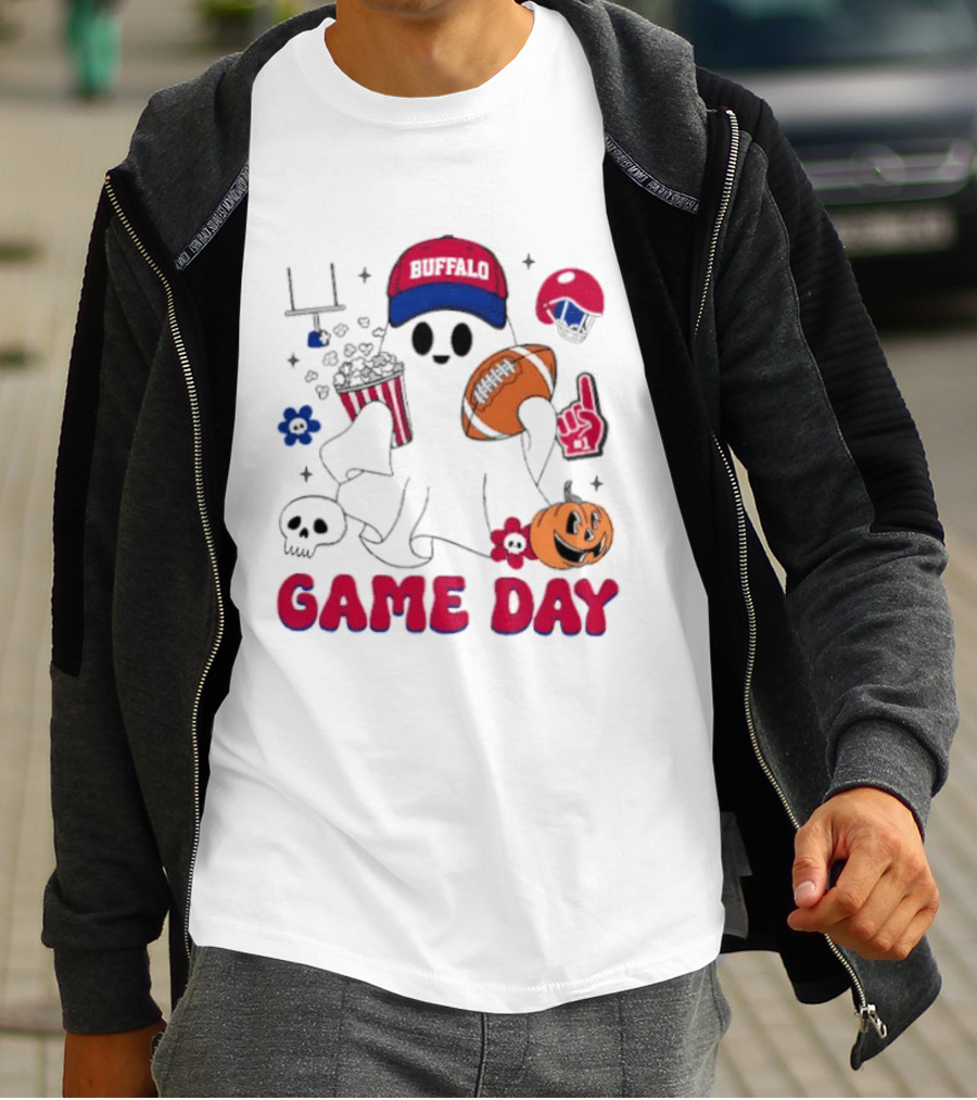 Buffalo Game Day Ghost Halloween Football Fun T-Shirt