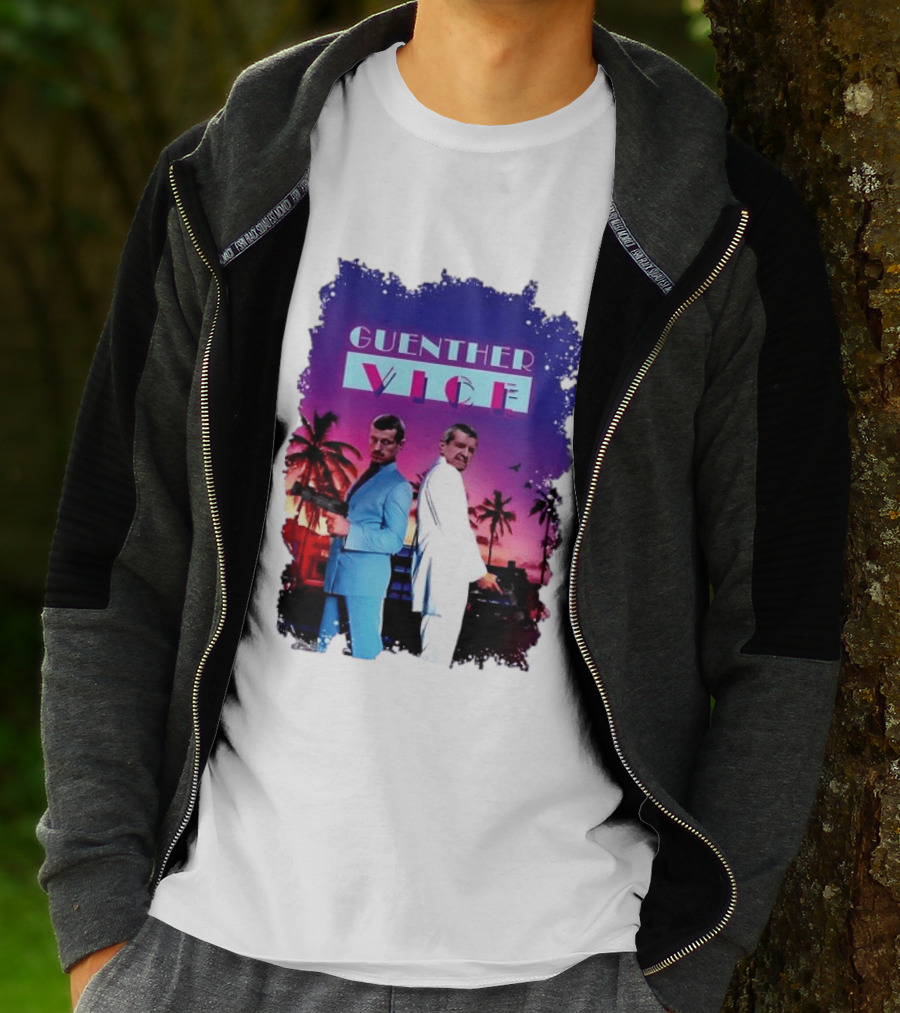 Guenther Vice 80s Retro Miami Style Palm Trees Sunset T-Shirt
