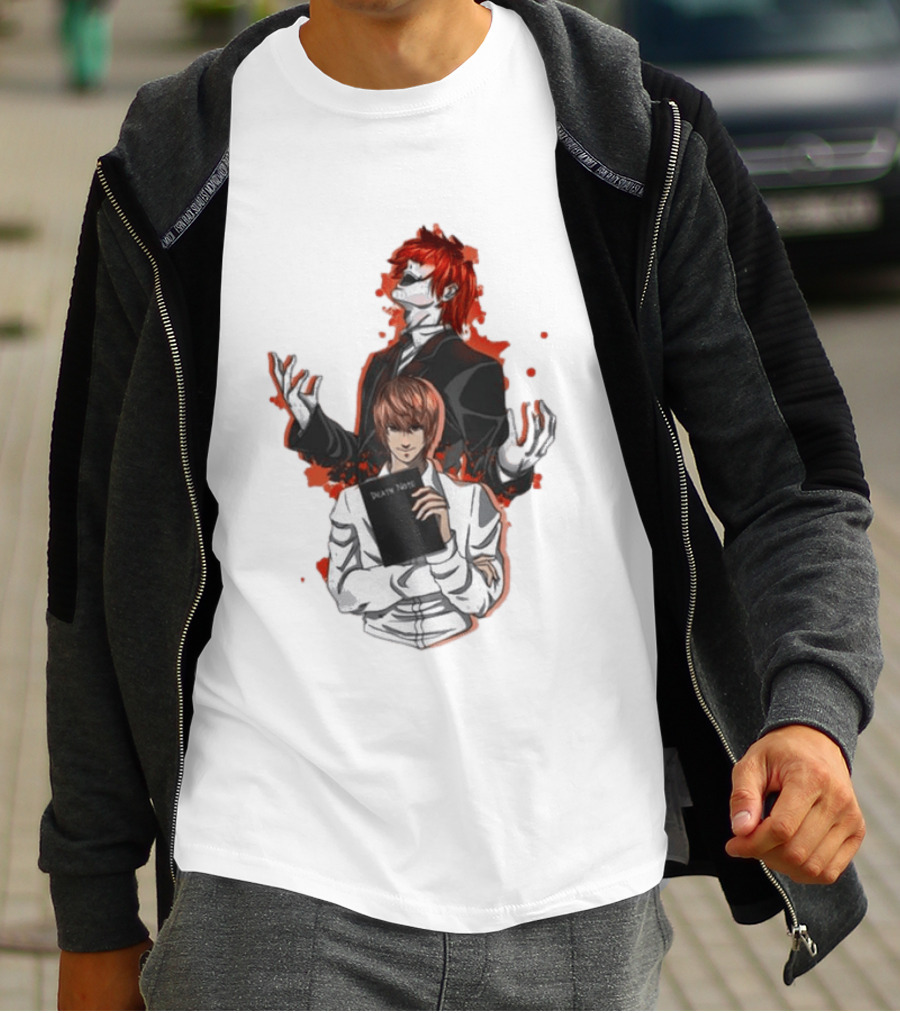 Light Yagami Raito And Ryuk Holding Death Note Anime T-Shirt