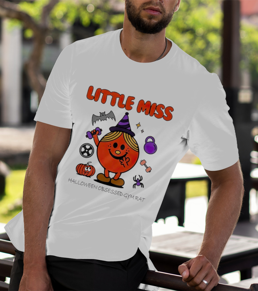 Little Miss Halloween Obsessed Gym Rat Witch With Pumpkins And Weights T-Shirt