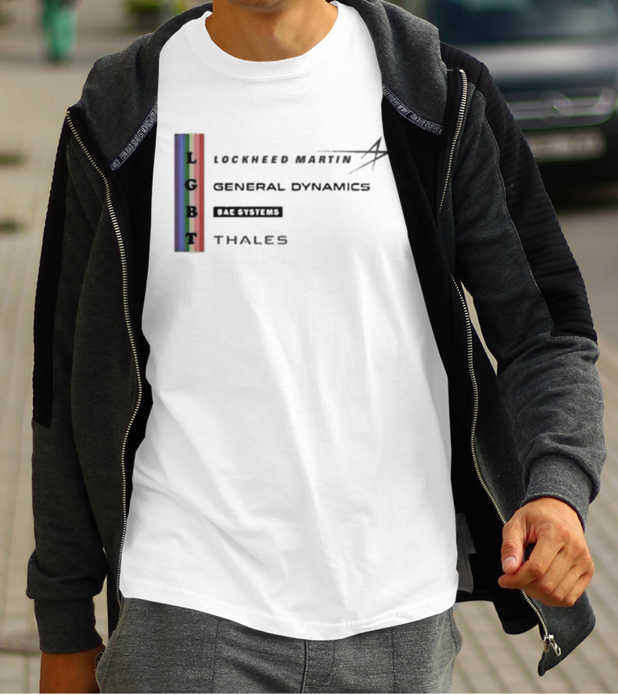 Lockheed Martin General Dynamics BAE Systems Thales LGBT Rainbow Vertical T-Shirt