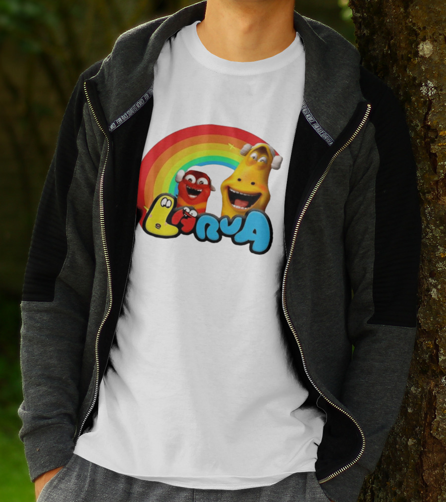 Larva Cartoon Characters With Rainbow T-Shirt