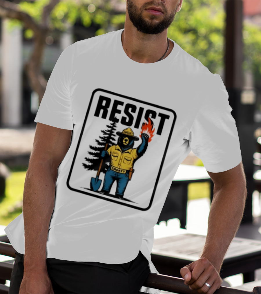 Resist Smokey Fire Prevention Bear California Forest T-Shirt