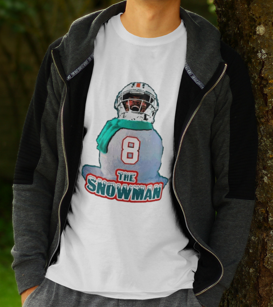 Miami Dolphins Jevon Holland 8 The Snowman Christmas T-Shirt