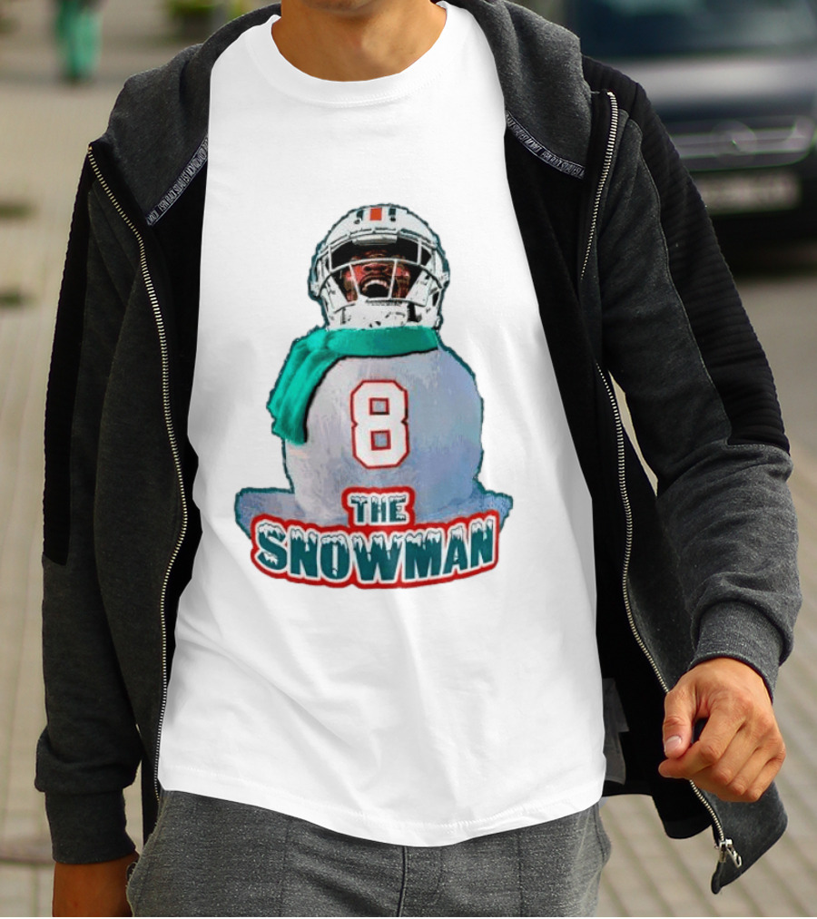 Miami Dolphins Jevon Holland 8 The Snowman Christmas T-Shirt