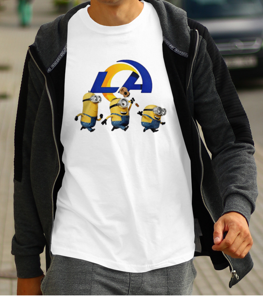 Minions LA Rams Football Team Crossover Fun T-Shirt