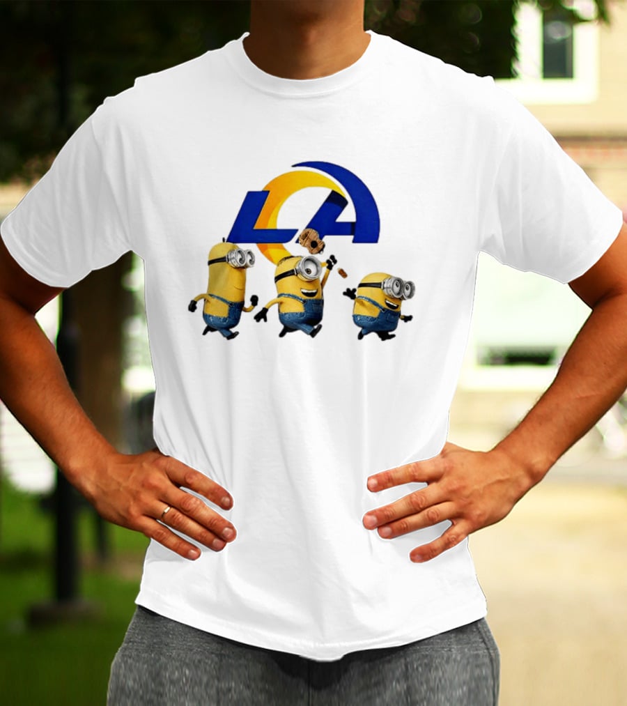 Minions LA Rams Football Team Crossover Fun T-Shirt