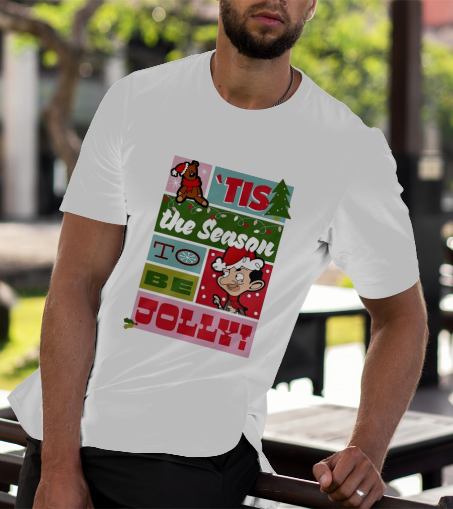 Mr Bean Tis The Season To Be Jolly Christmas Cartoon Santa Hat Fun T-Shirt