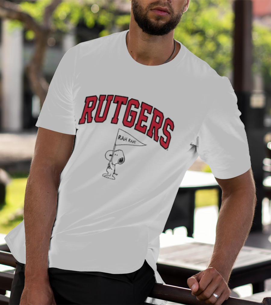 Rutgers Scarlet Knights Snoopy Rah Rah Flag T-Shirt