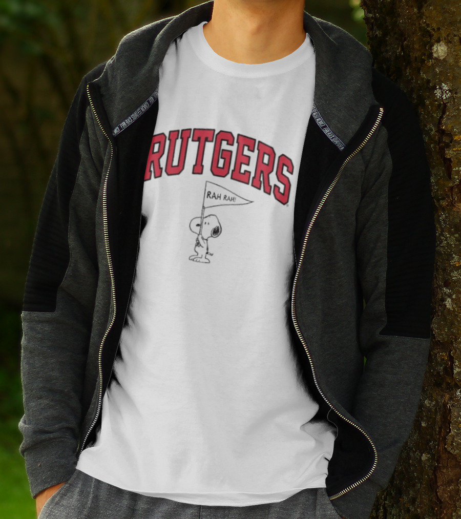 Rutgers Scarlet Knights Snoopy Rah Rah Flag T-Shirt
