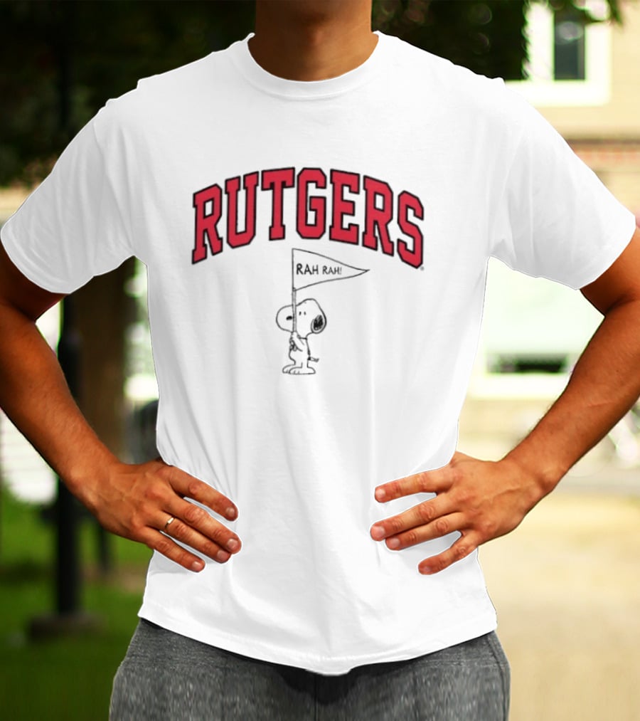 Rutgers Scarlet Knights Snoopy Rah Rah Flag T-Shirt