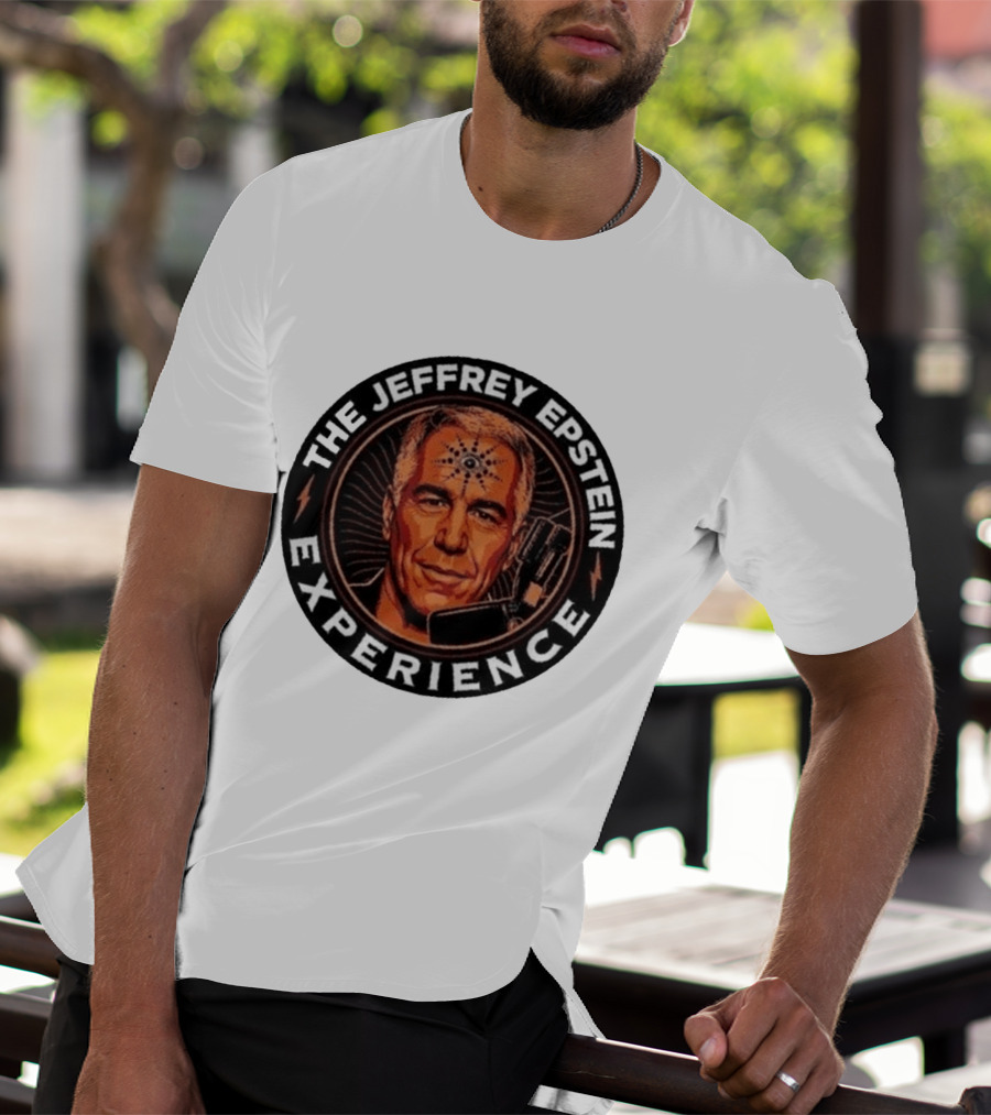 The Jeffrey Epstein Experience Meme Parody Headshot With Microphone And Psychedelic T-Shirt