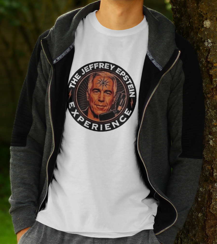 The Jeffrey Epstein Experience Meme Parody Headshot With Microphone And Psychedelic T-Shirt