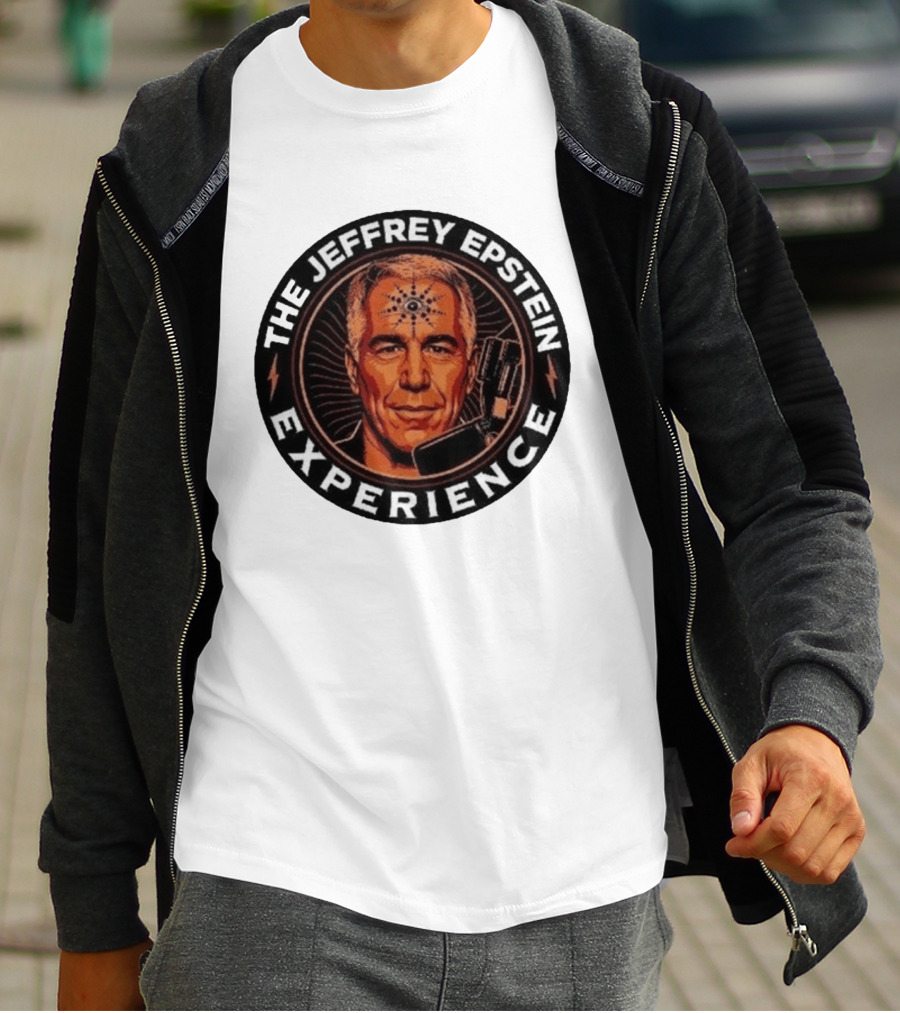 The Jeffrey Epstein Experience Meme Parody Headshot With Microphone And Psychedelic T-Shirt