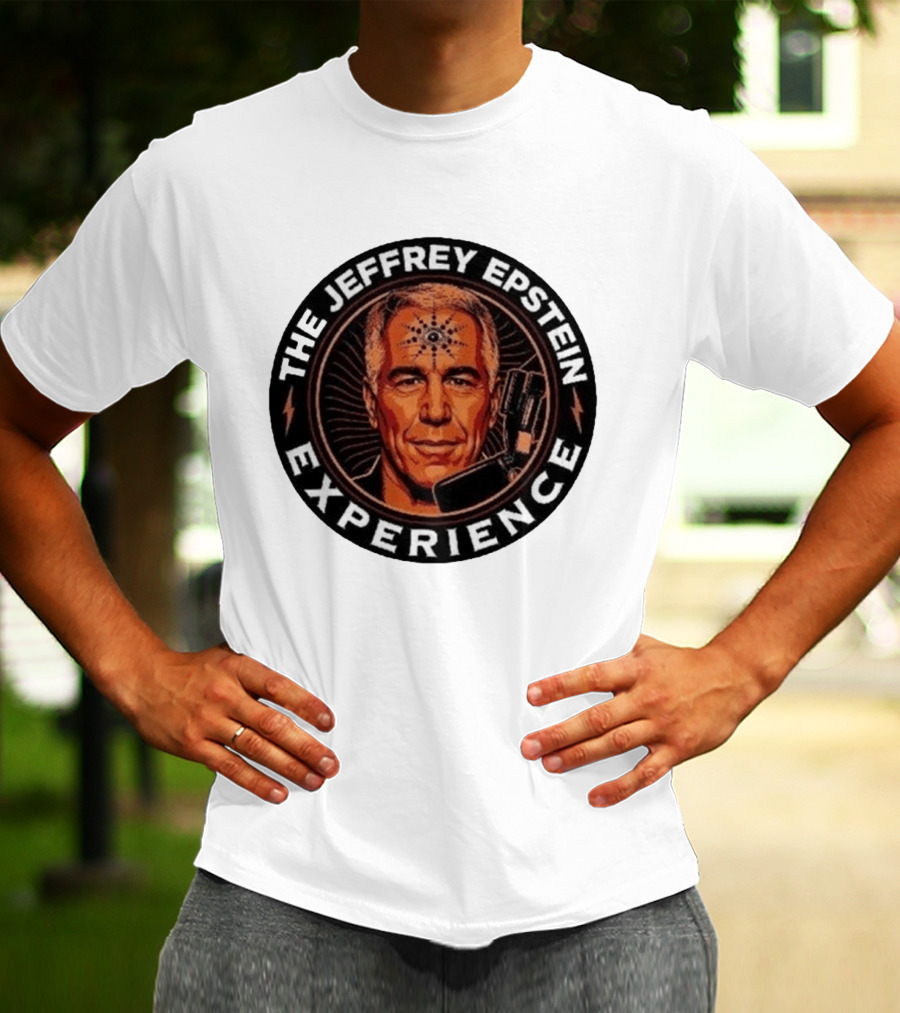 The Jeffrey Epstein Experience Meme Parody Headshot With Microphone And Psychedelic T-Shirt