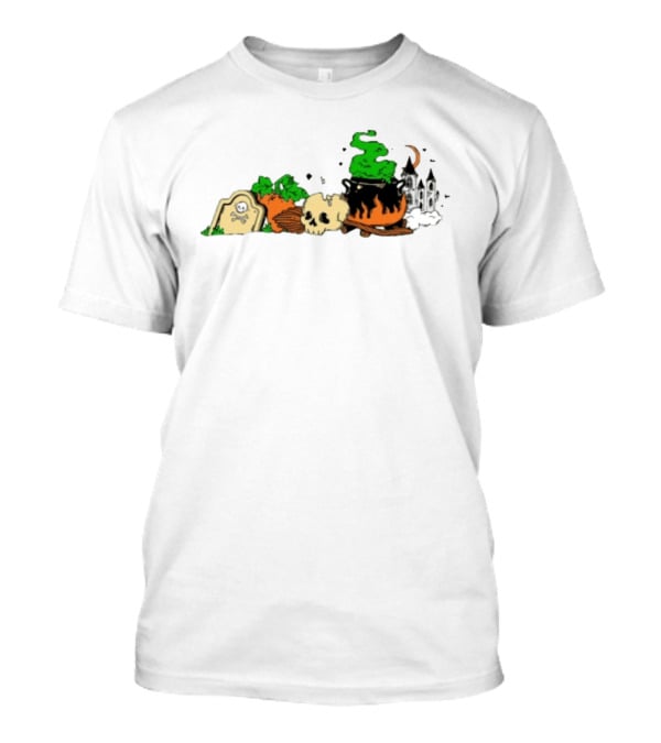Spooky Kentucky Halloween With Pumpkins And Skull Scene T-Shirt