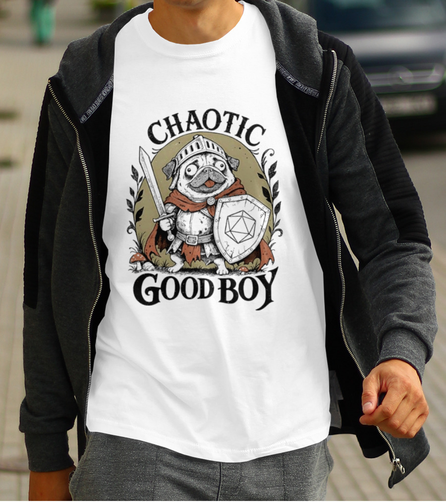 Chaotic Good Boy Pug Knight Adventure Dungeons And Dragons T-Shirt