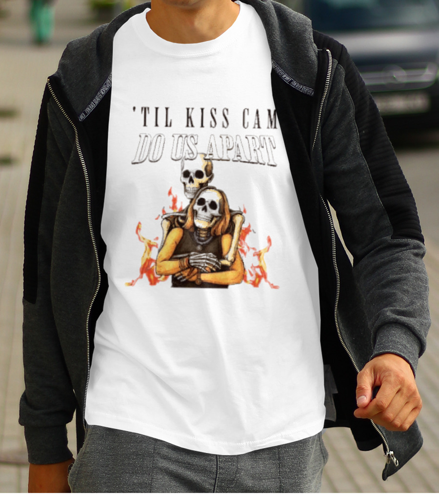 Til Kiss Cam Do Us Part Skeleton Halloween Flames T-Shirt
