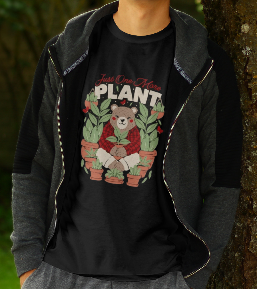 Just One More Plant Bear Surrounded By Houseplants T-Shirt