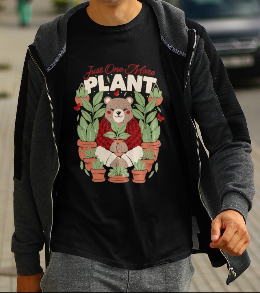 Just One More Plant Bear Surrounded By Houseplants T-Shirt