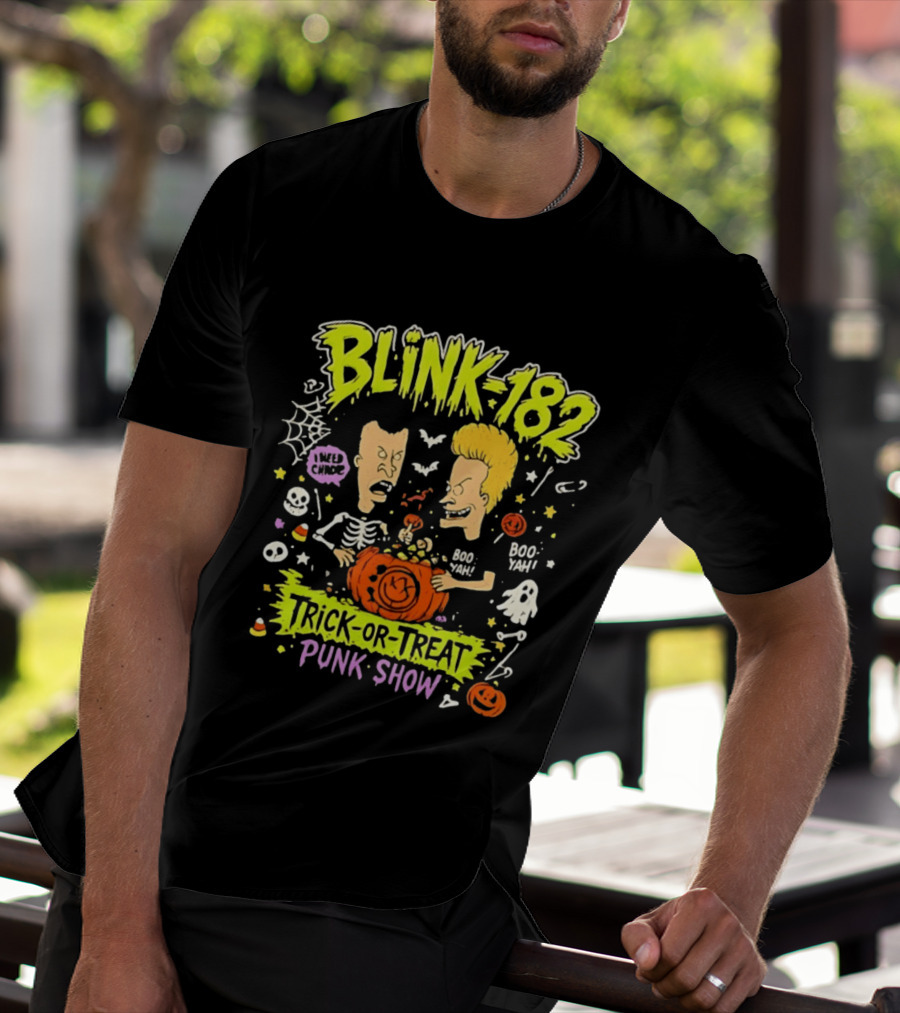 Blink 182 Beavis And Butt Head Halloween Trick Or Treat Punk Show T-Shirt