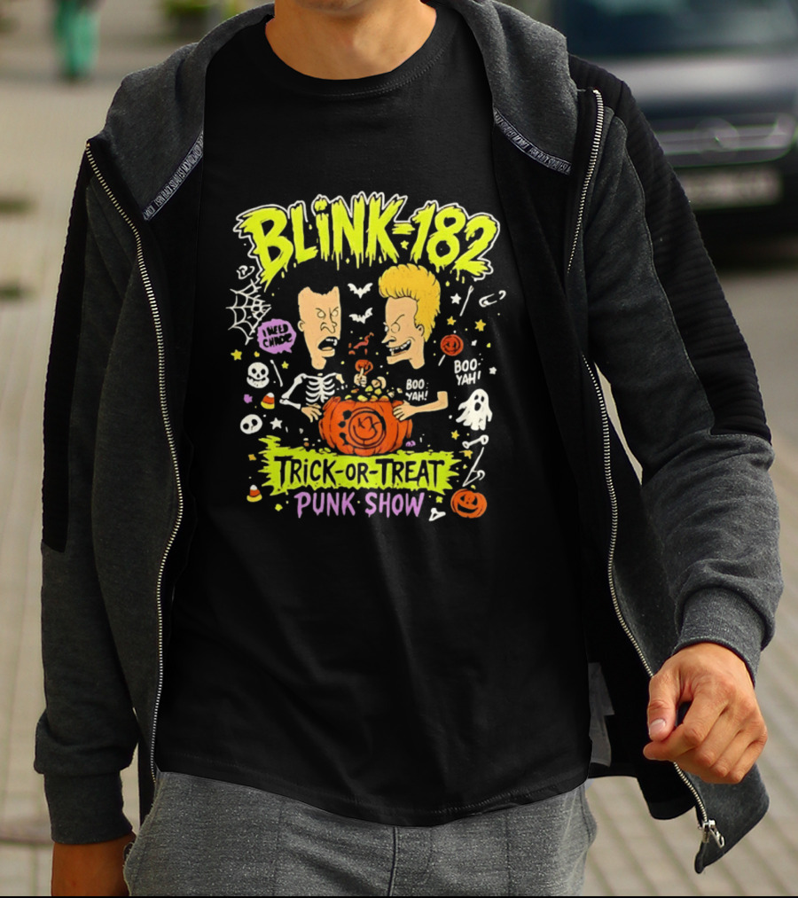 Blink 182 Beavis And Butt Head Halloween Trick Or Treat Punk Show T-Shirt