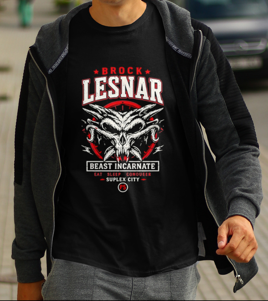 Brock Lesnar Beast Incarnate Eat Sleep Conquer Suplex City Skull Motif T-Shirt