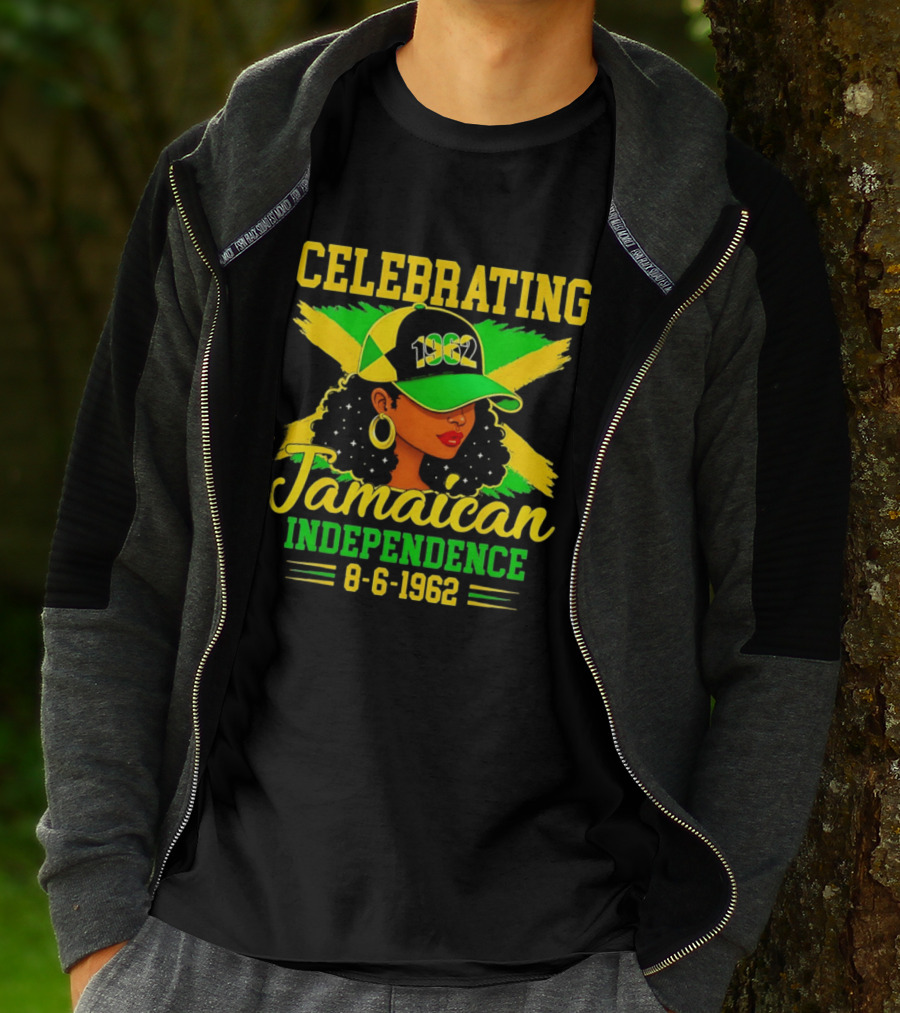 Celebrating Jamaican Independence 1962 Hat Woman And Flag 8 6 1962 T-Shirt