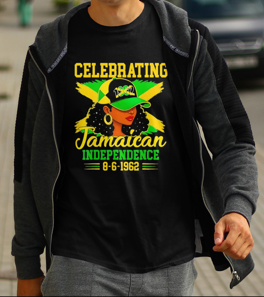 Celebrating Jamaican Independence 1962 Hat Woman And Flag 8 6 1962 T-Shirt