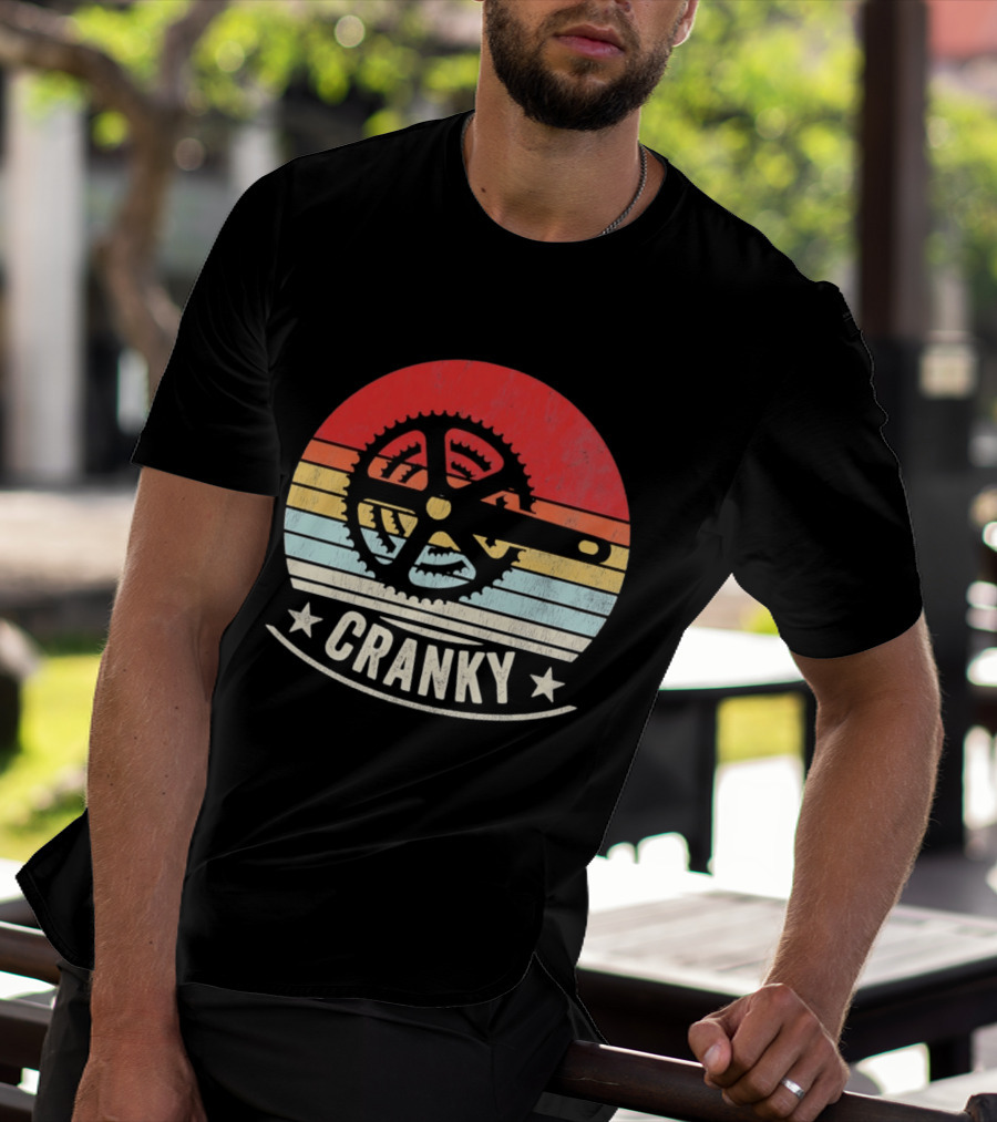 Cranky Sunset Bike Crank Retro Vintage Cycling T-Shirt
