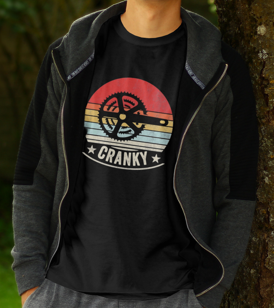 Cranky Sunset Bike Crank Retro Vintage Cycling T-Shirt