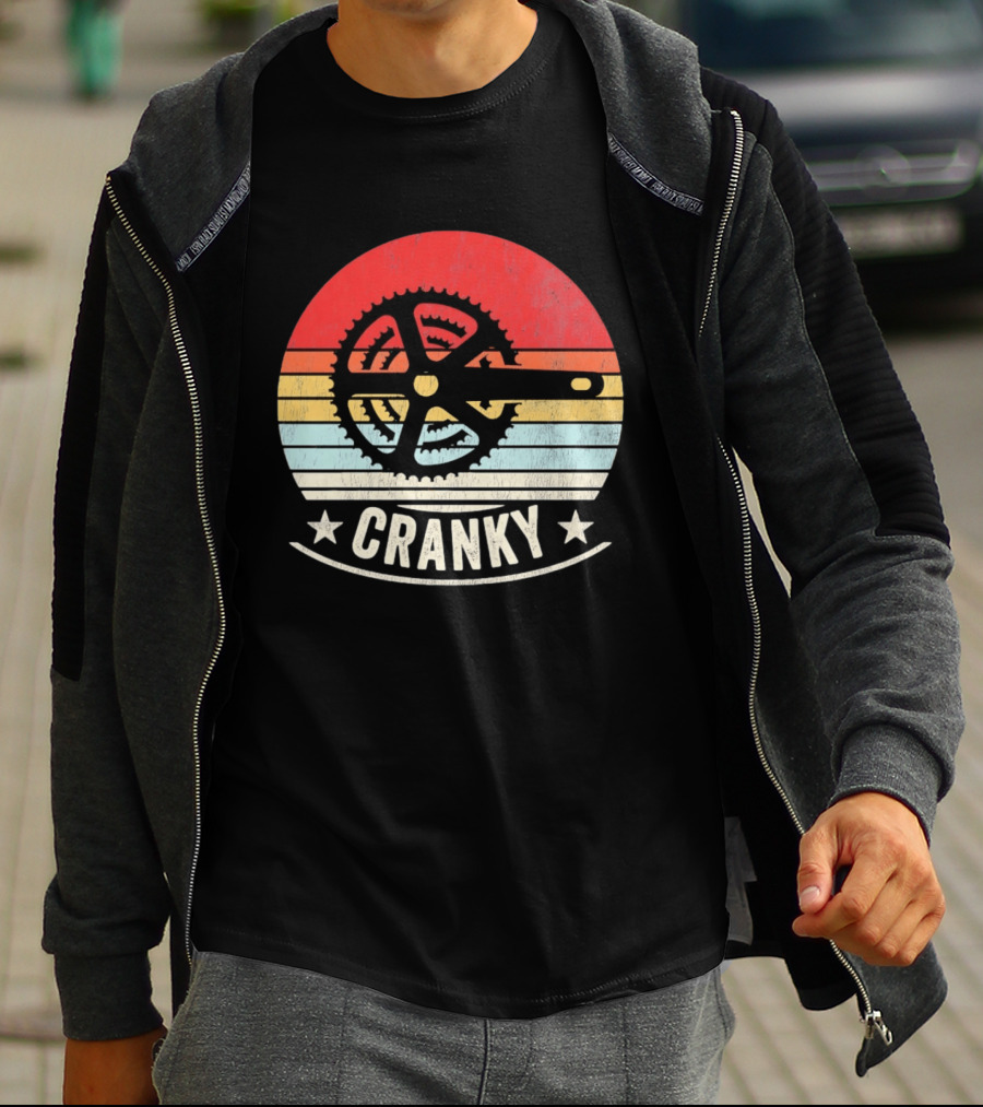 Cranky Sunset Bike Crank Retro Vintage Cycling T-Shirt