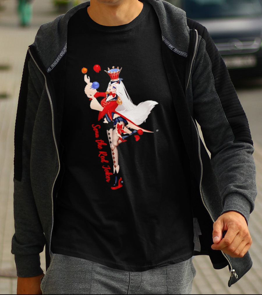 Sena The Red Joker Anime Jester Character With Crown And Juggling Balls T-Shirt