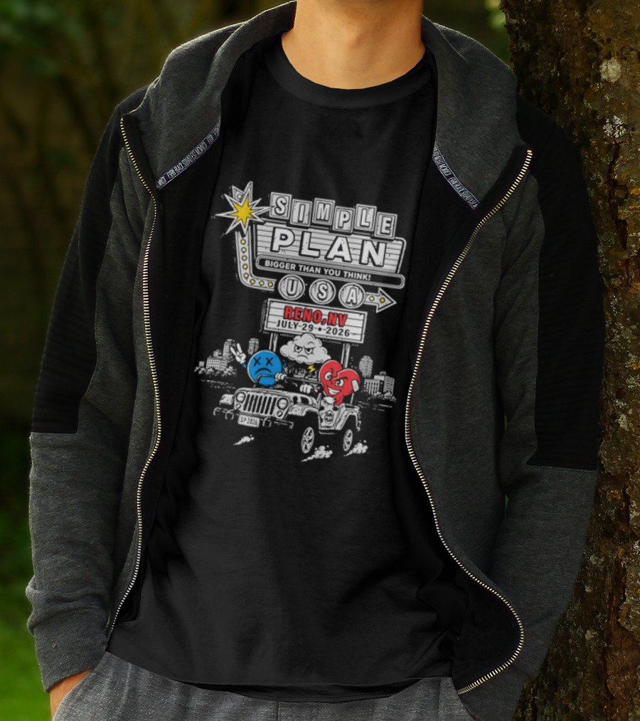 Bigger Than You Think Simple Plan USA Tour Reno NV 2026 Jeep Adventure T-Shirt