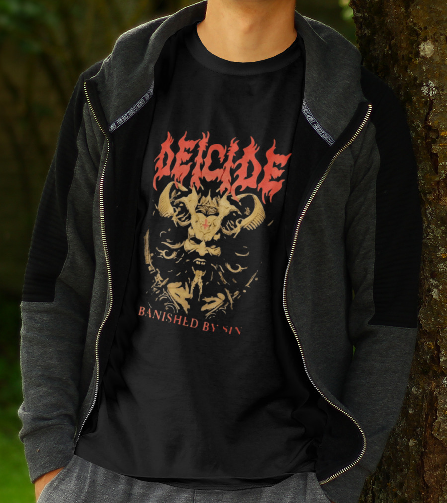 Deicide Banished By Sin Skull And Horns Death Metal T-Shirt