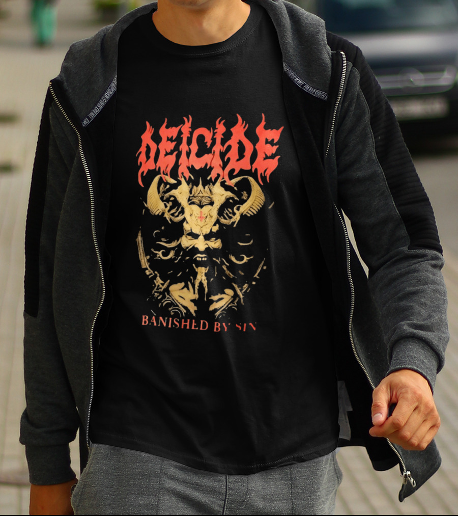 Deicide Banished By Sin Skull And Horns Death Metal T-Shirt
