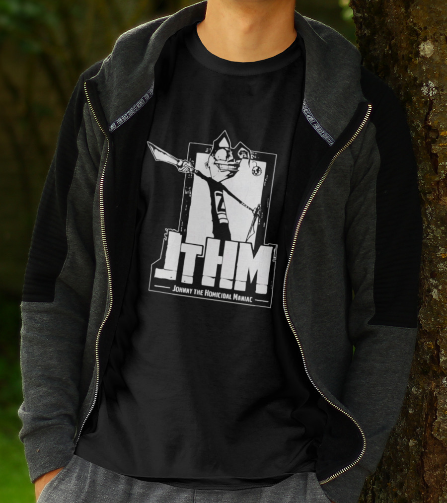 JTHM Johnny The Homicidal Maniac Distressed Black And White Comic T-Shirt