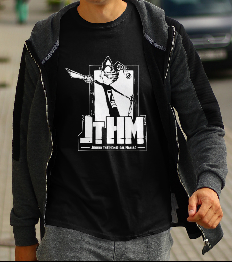 JTHM Johnny The Homicidal Maniac Distressed Black And White Comic T-Shirt