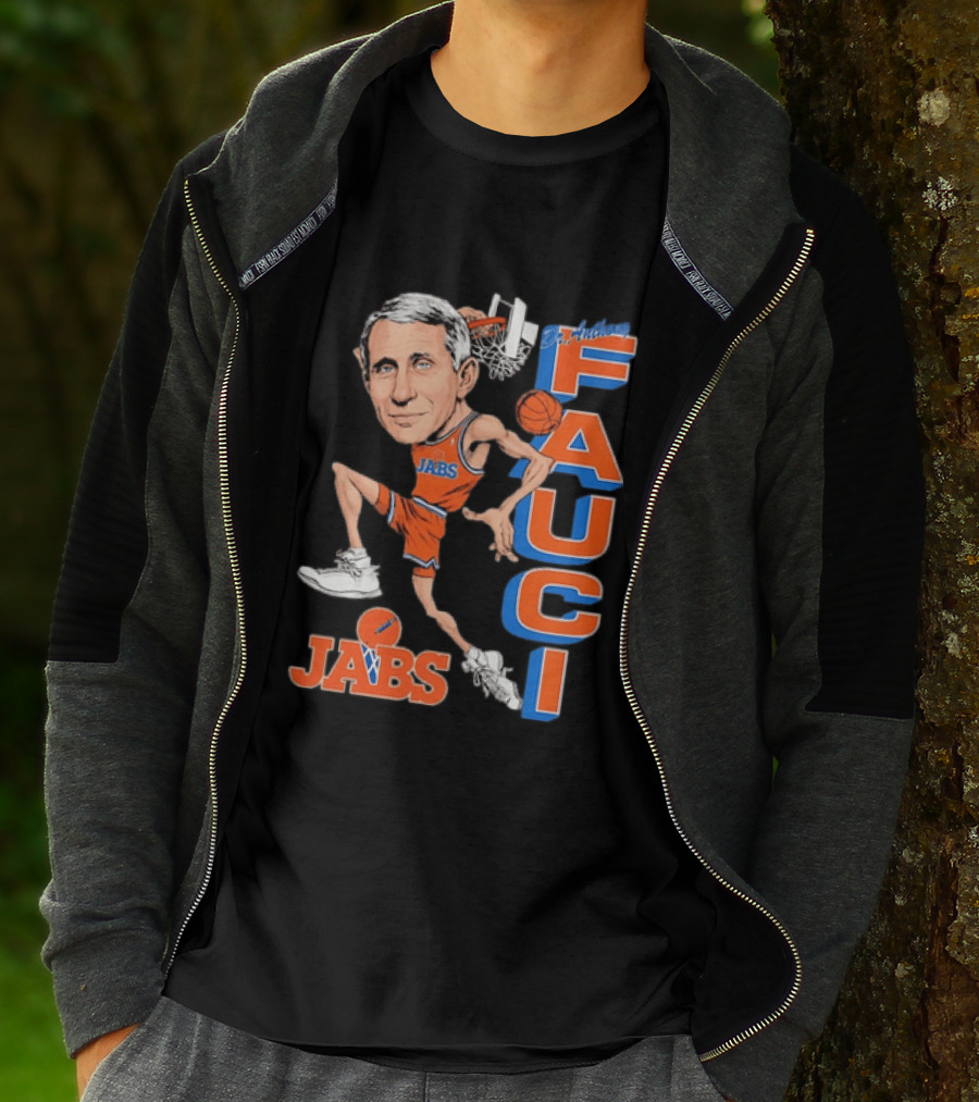 Dr Anthony Fauci Jabs Basketball Slam Dunk Caricature T-Shirt