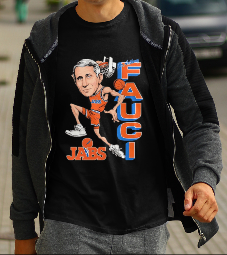 Dr Anthony Fauci Jabs Basketball Slam Dunk Caricature T-Shirt