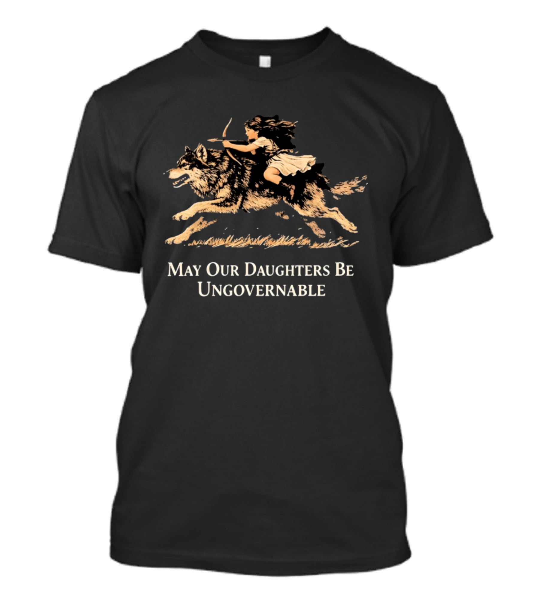 May Our Daughters Be Ungovernable Girl Riding Wolf T-Shirt