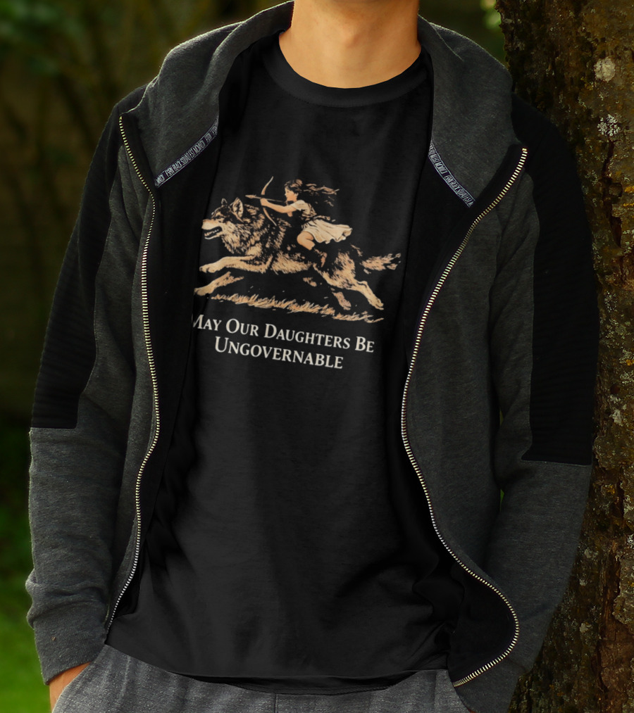 May Our Daughters Be Ungovernable Girl Riding Wolf T-Shirt